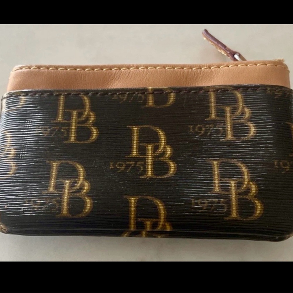 Dooney & Bourke Brown and Tan Logo Keychain Pouch - Picture 2 of 5